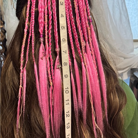 Boho Pink Braided Hair Extensions with Charms main image 8